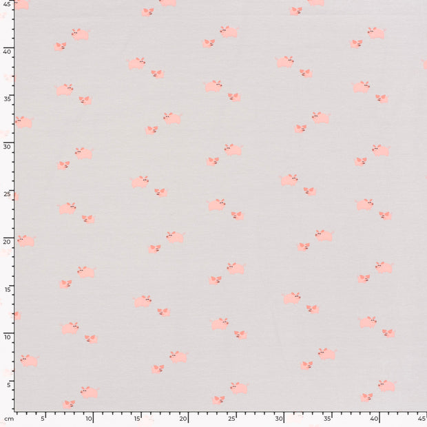Jersey fabric Pigs Light Grey