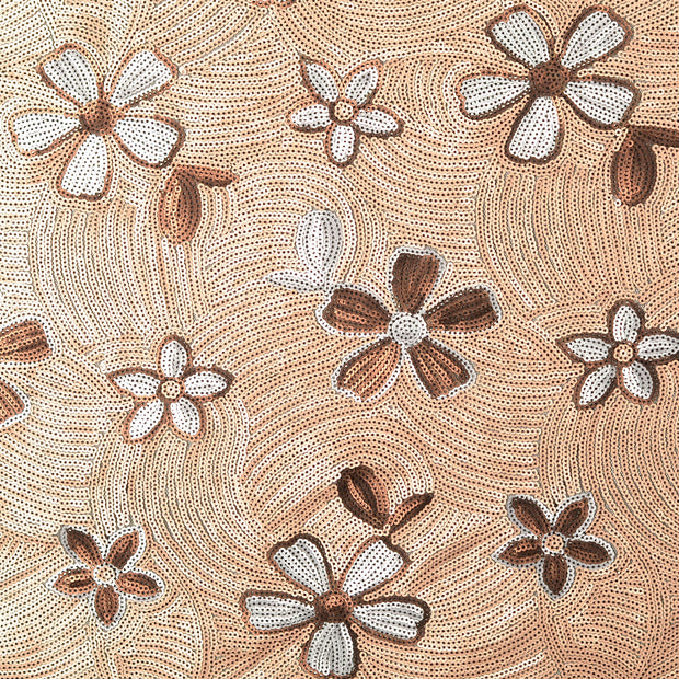 Tulle fabric Flowers Beige