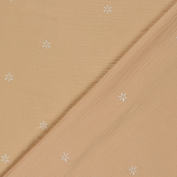 Muslin fabric Flowers embroidered 