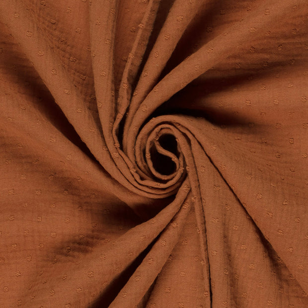 Muslin fabric Dots Redwood