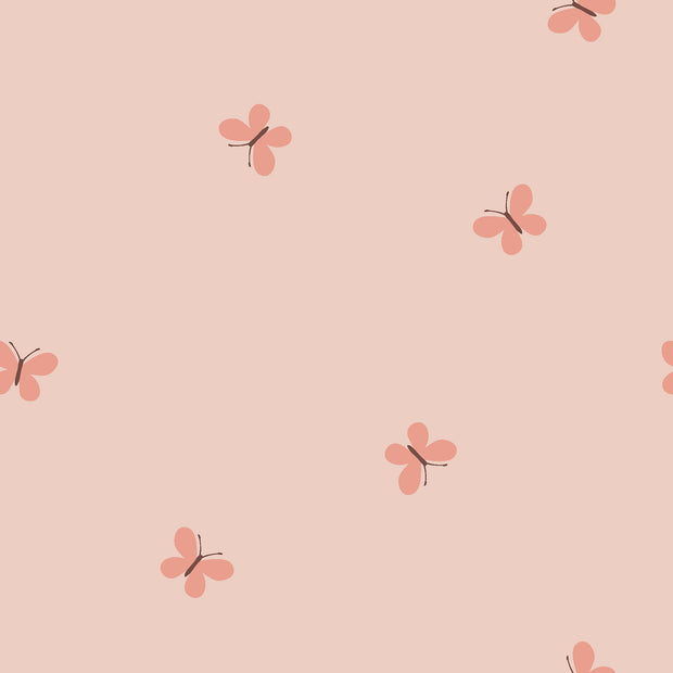 Jersey fabric Butterflies Nude
