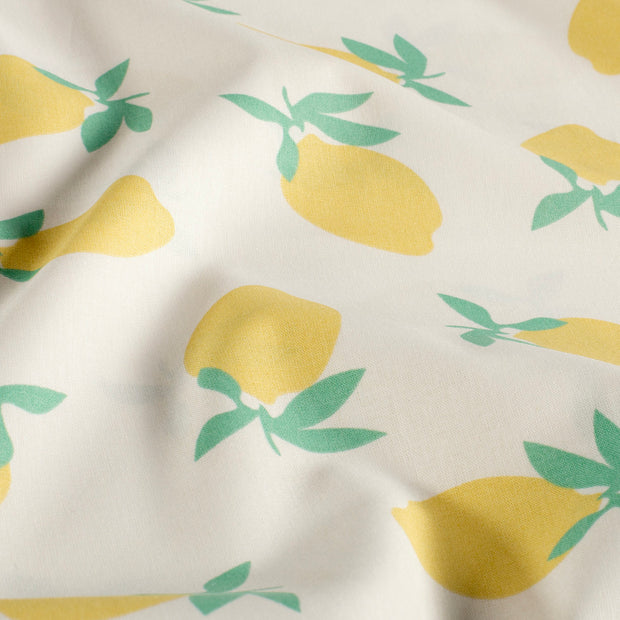 Cotton Poplin fabric Fruits Off White
