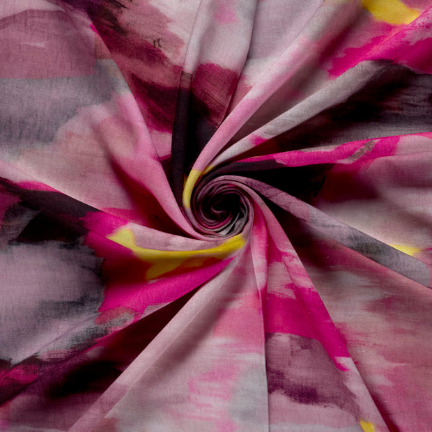 Woven Viscose Linen fabric Fuchsia printed 