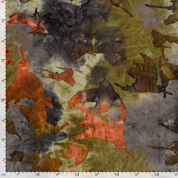 Jacquard fabric Flowers Khaki Green