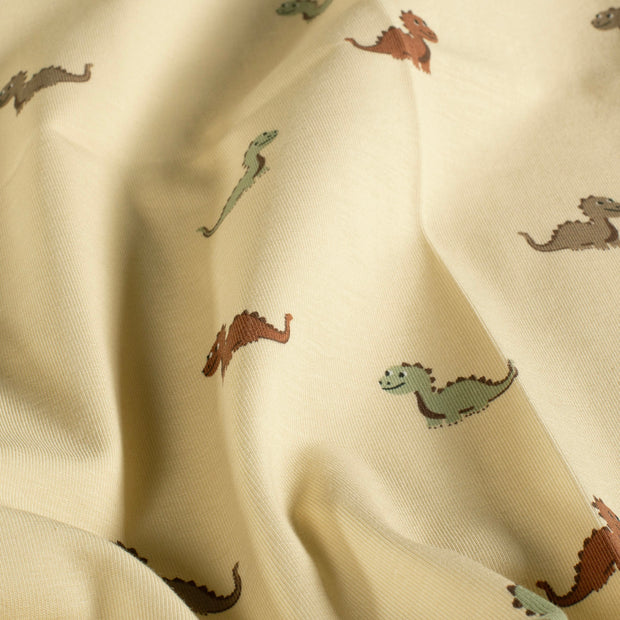 Jersey fabric Dinosaurs Beige