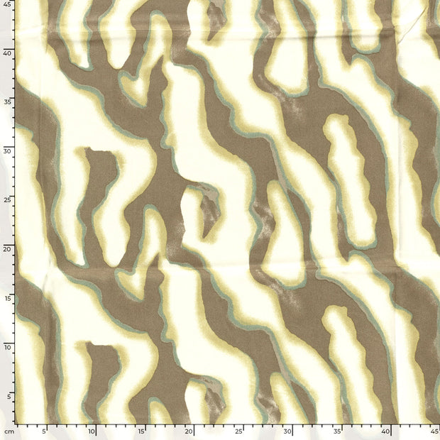 Viscose Satin fabric Abstract Taupe Grey