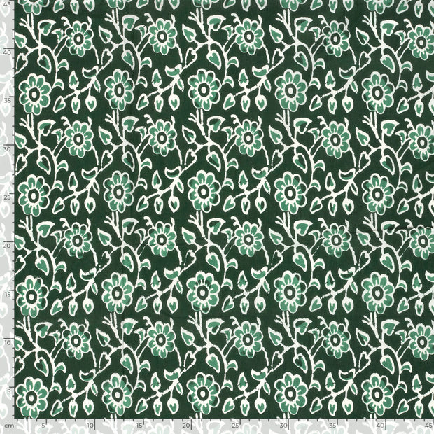 Voile tela Flores Verde oscuro