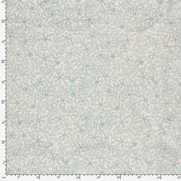 Muslin bounded fabric Flowers Off White