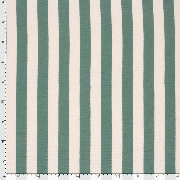 Muslin fabric Stripes Green