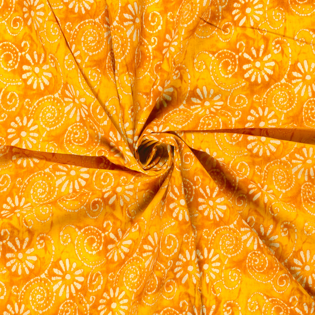 Voile fabric Yellow printed 