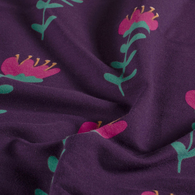French Terry fabrik Blumen Violett