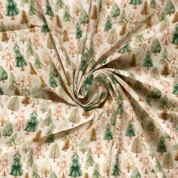 Cotton Poplin fabric Off White digital printed 