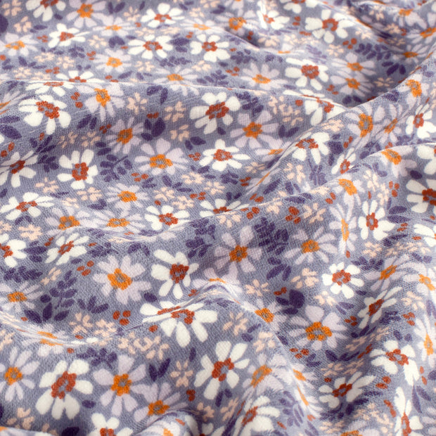 Nicky velours fabric Flowers Purple