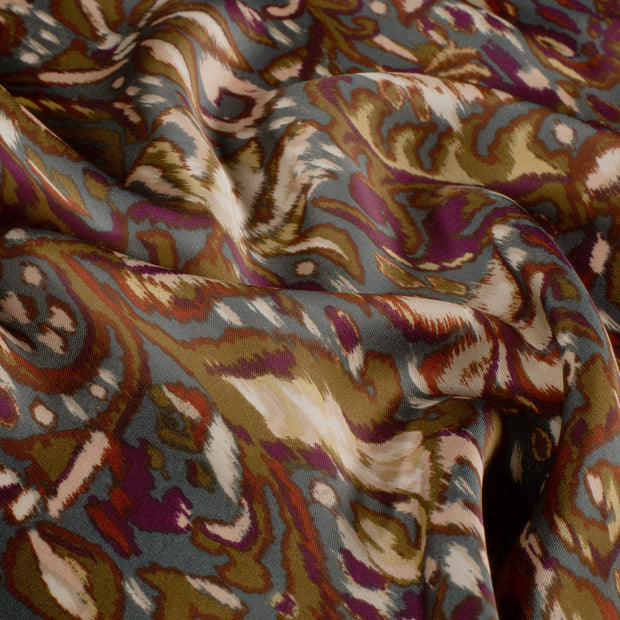 Satin Duchesse fabric Paisley Steel Blue