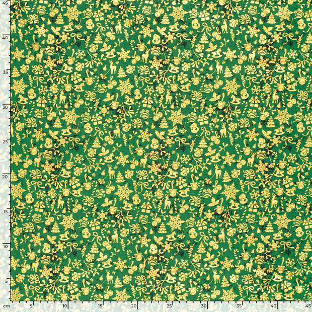 Cotton Poplin fabric Ornaments Green