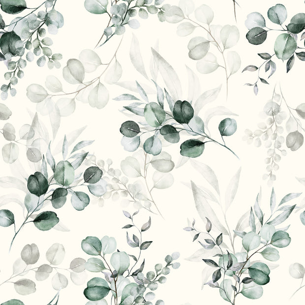 Rib Jersey fabric Leaves Off White