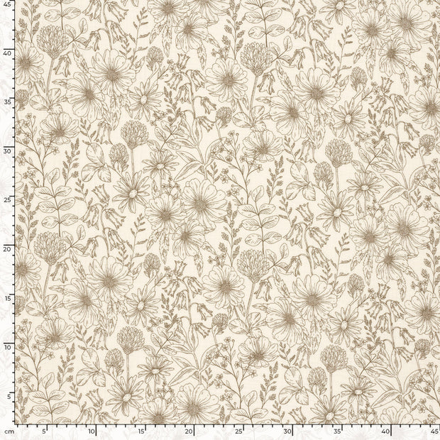 Muslin fabric Flowers Off White