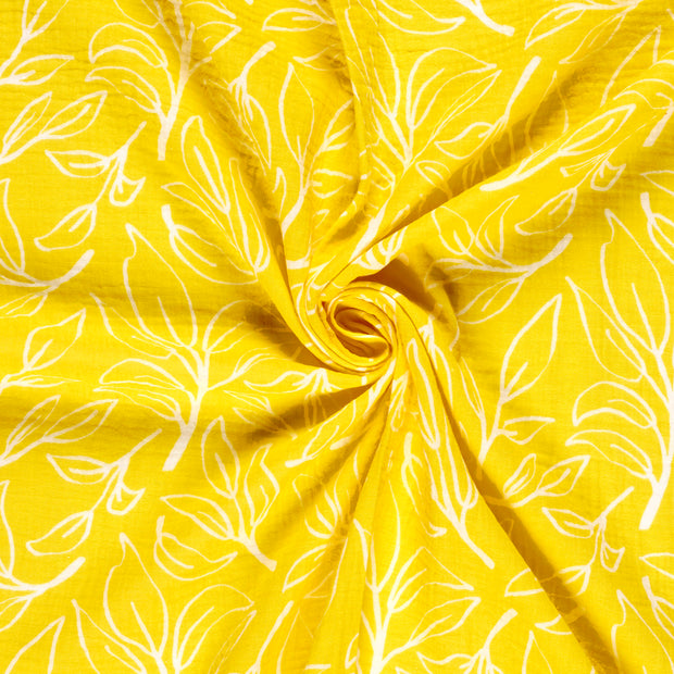 Muslin fabric Yellow printed 