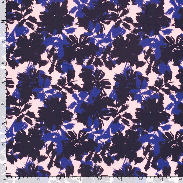 Swimwear Jersey UPF50 Recycled fabric Flowers Navy