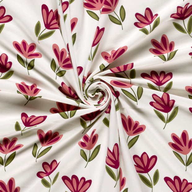 Jersey fabric Off White printed 