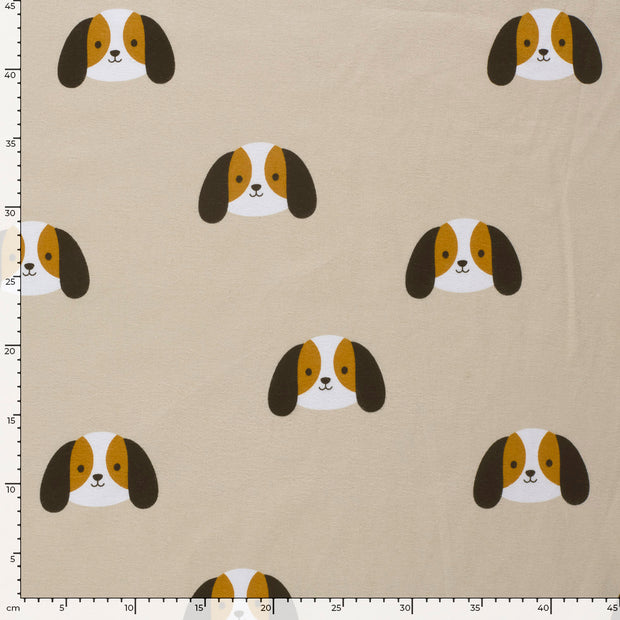 Flannel fabric Dogs Beige