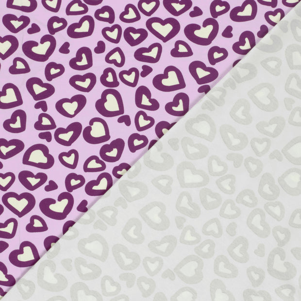 Jersey fabric Hearts printed 