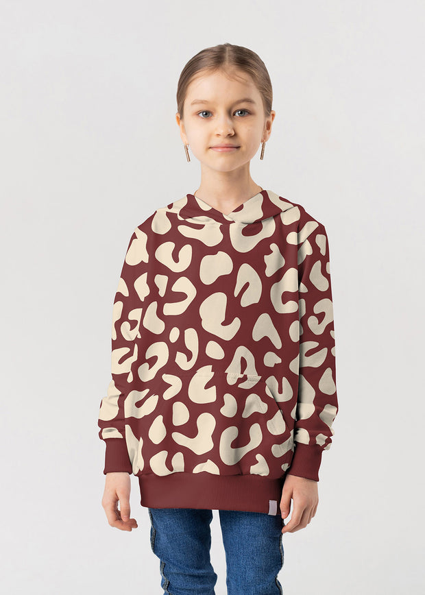 French Terry fabric Leopards Dark Red