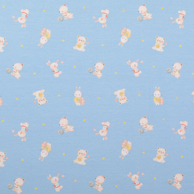 Jersey fabric Animals Sky Blue