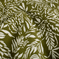 Viscose Nylon Crepe printed Leaves Khaki Green