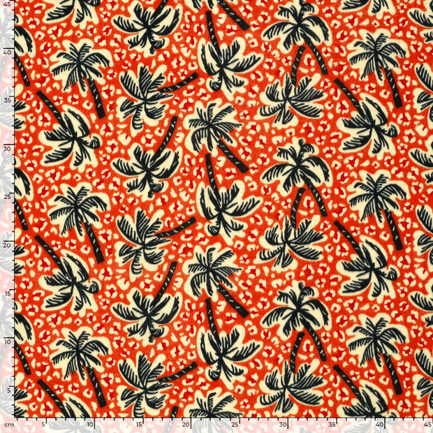 Muslin fabric Palmtrees Coral