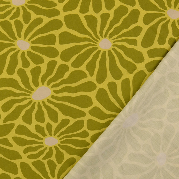 Viscose Poplin fabric Olive Green digital printed 