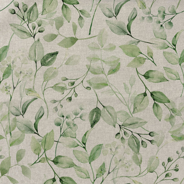 Linen Look fabric Leaves Olive Green