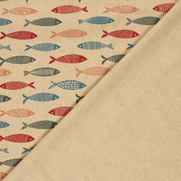 Linen Look fabric Fish digital printed 