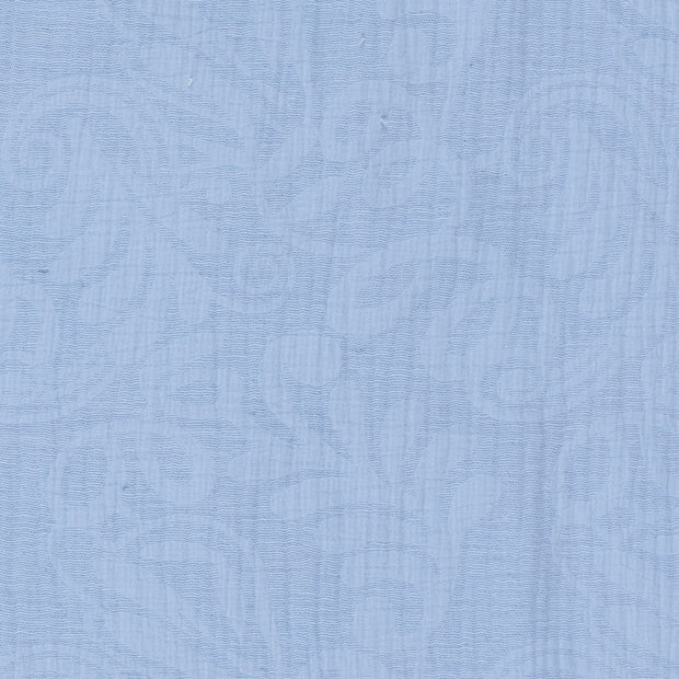 Woven Cotton Linen fabric Leaves Baby Blue