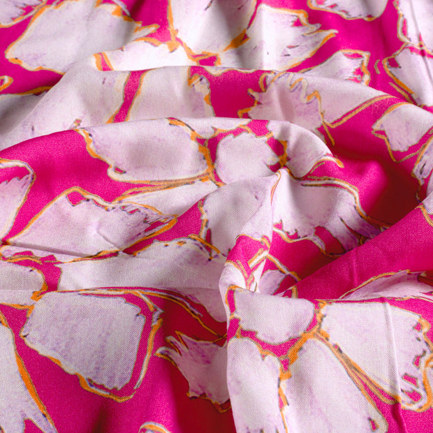 Viscosa Poplin tela Abstracto Fucsia