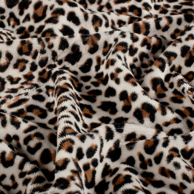Nicky velours fabric Leopards Beige