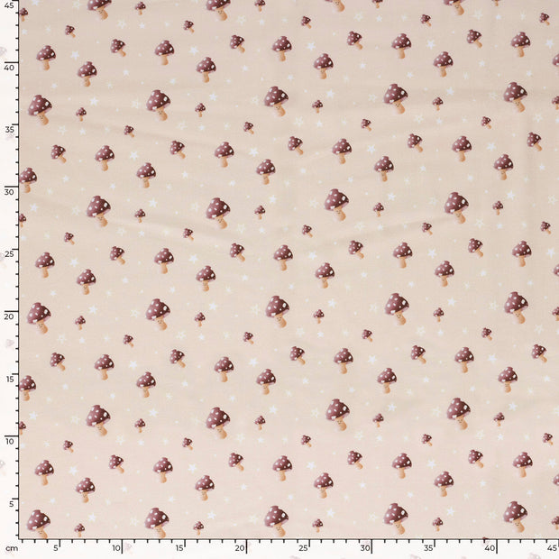 Jersey fabric Mushrooms Beige