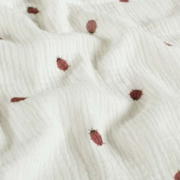 Muslin fabric Ladybugs Off White