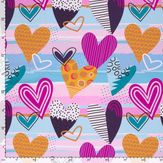 Softshell fabric Hearts Baby Blue