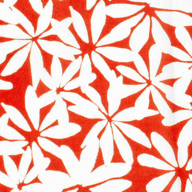 Cotton Satin fabric Flowers Red