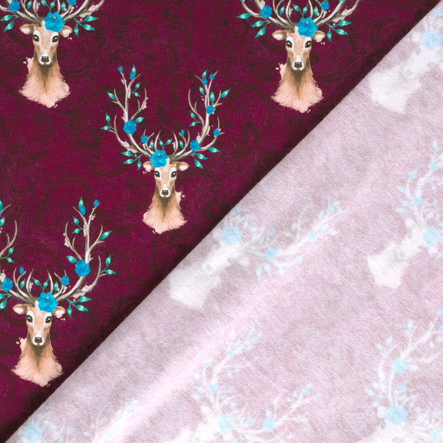 French Terry fabric Deer brushed and digital printed 