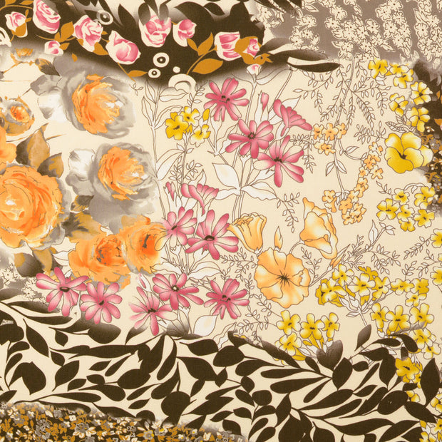 Viscose Poplin fabrik Blumen Beige