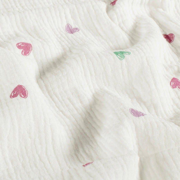 Muslin fabric Hearts Off White