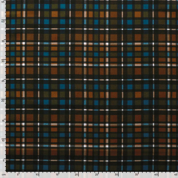 Flannel fabric Checks Brown