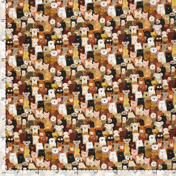 Cotton Poplin fabric Animals Off White