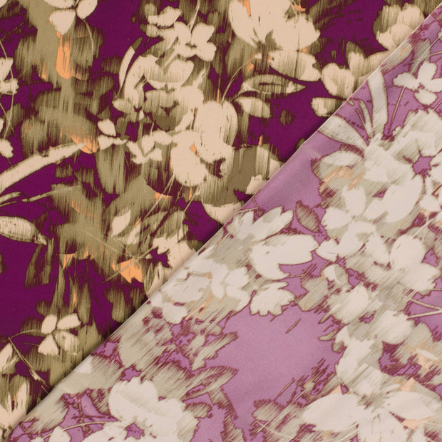 Satin Duchesse fabric Flowers printed 