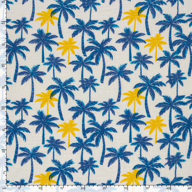 Muslin fabric Palmtrees Off White