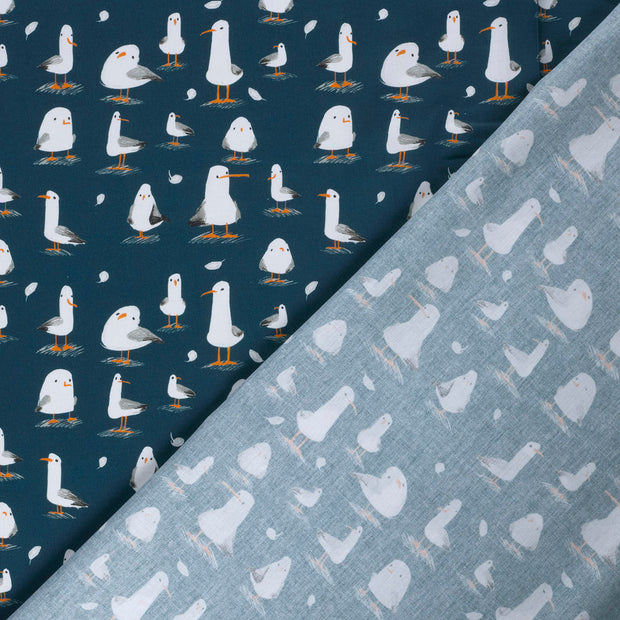 Cotton Poplin fabric Birds digital printed 