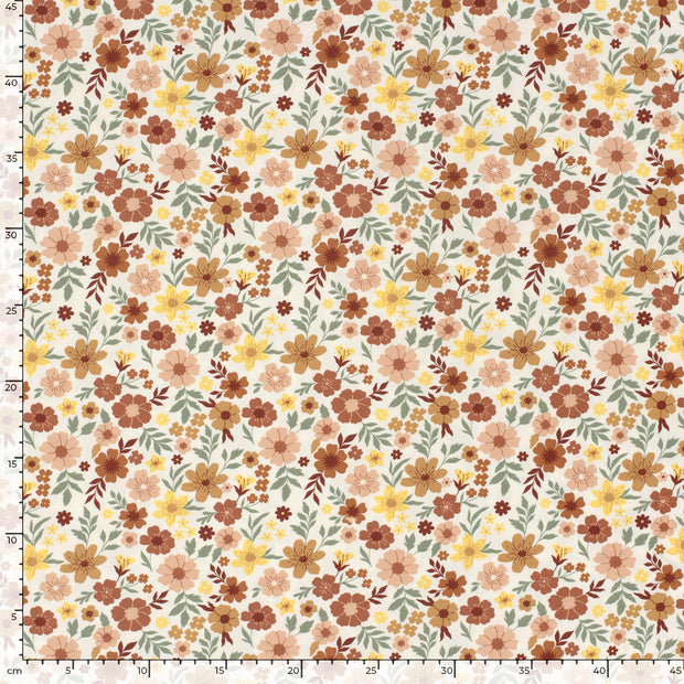 Jersey fabric Flowers Off White