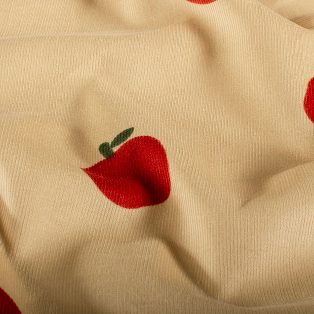 Babycord 21w fabric Apples Beige